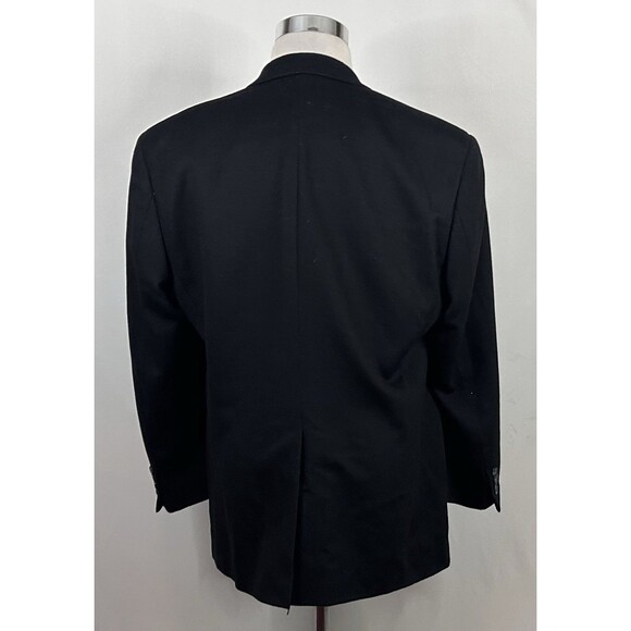 Chaps 42R Sport Coat Wool Silk Cashmere Black Two Button Lined Vented - Picture 6 of 8